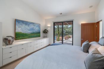 Bedroom with TV and French doors